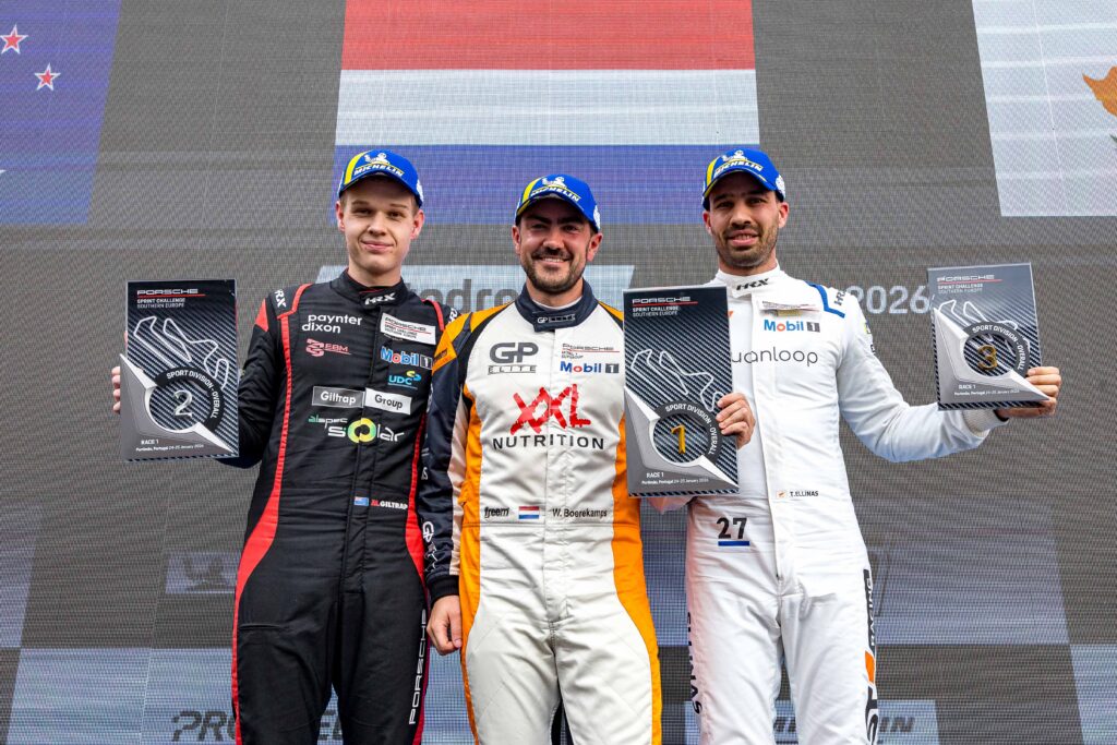 Tio Ellinas [right] on the podium