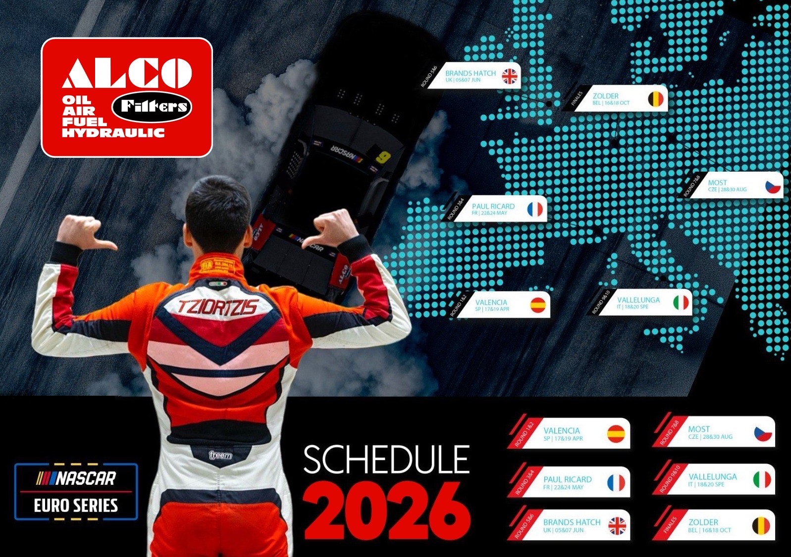 cover Tziortzis enters Nascar Euro Series 2026 with trusted Alco sponsorship