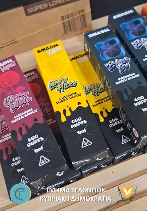 image Authorities seize e-cigarette liquids and synthetic drug products in Larnaca raid