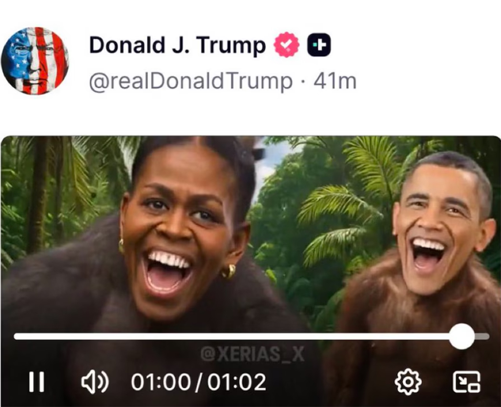 cover Trump condemns, won&#8217;t apologise for video depicting Obamas as apes