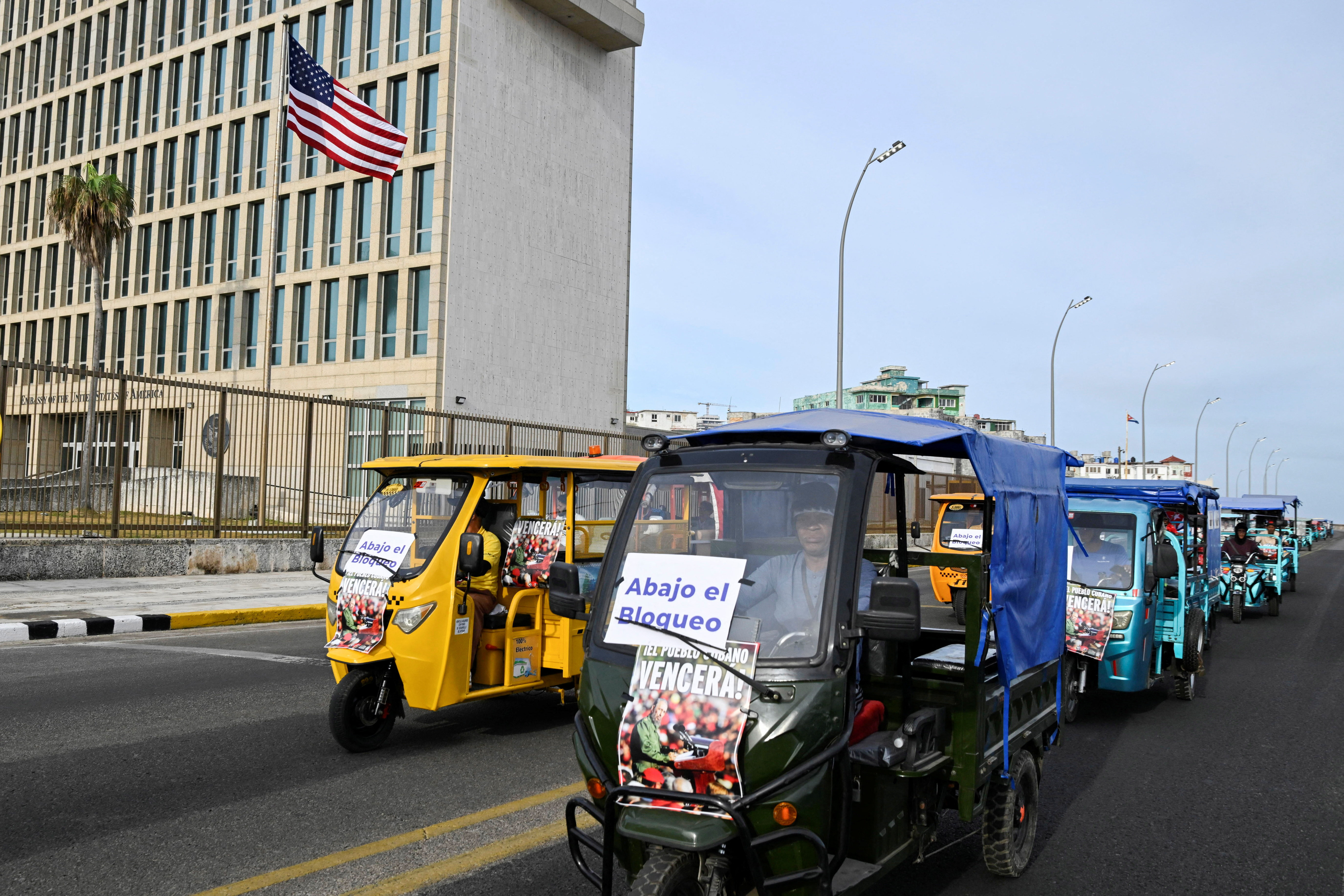 image Cubans take to bikes and electric tricycles to protest US sanctions