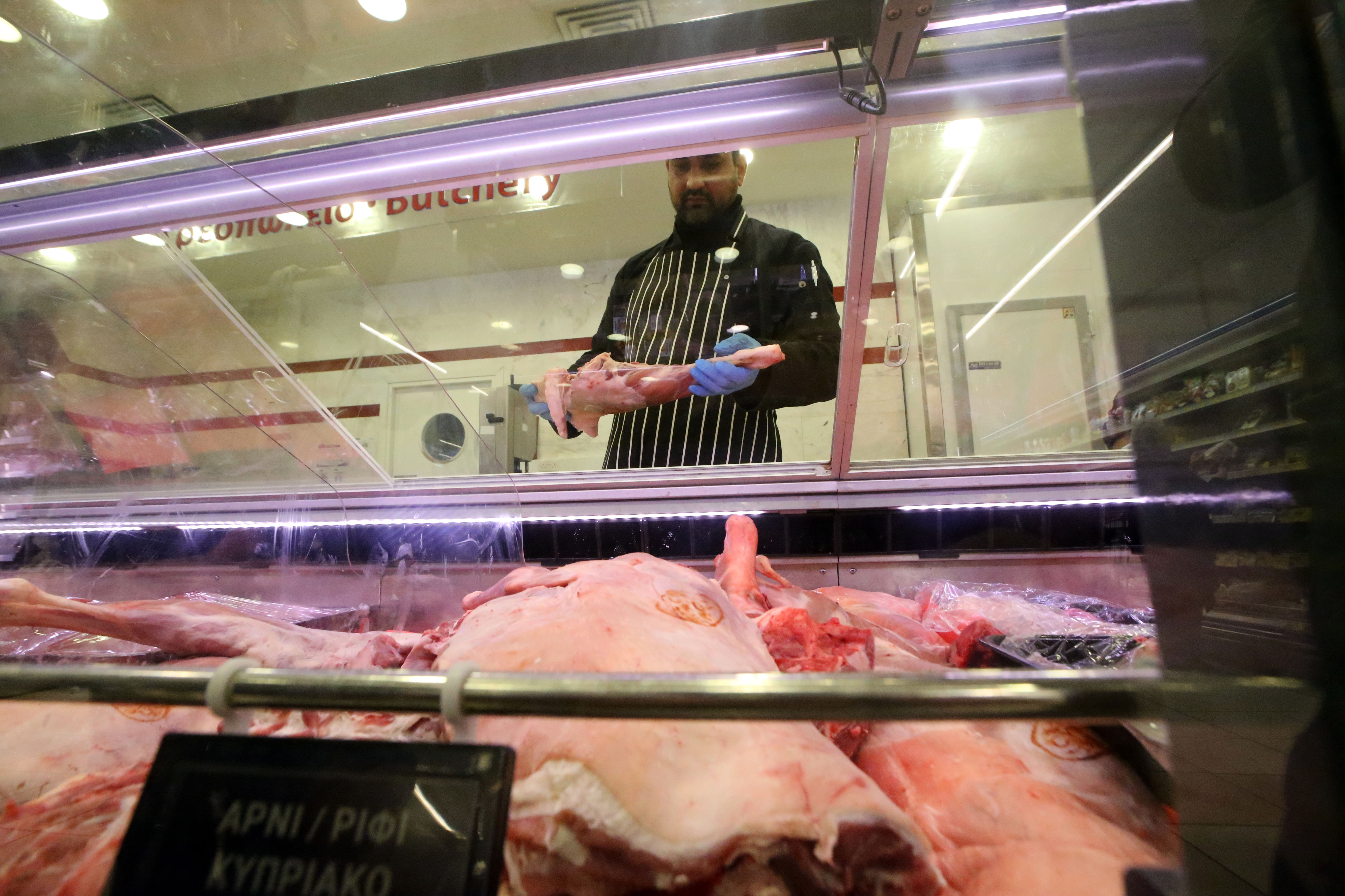 Maria Panayiotou, butcher, meat, supermarket, market, Easter