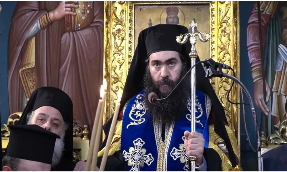 image Former bishop Tychikos and priest in altercation during church service in Paphos