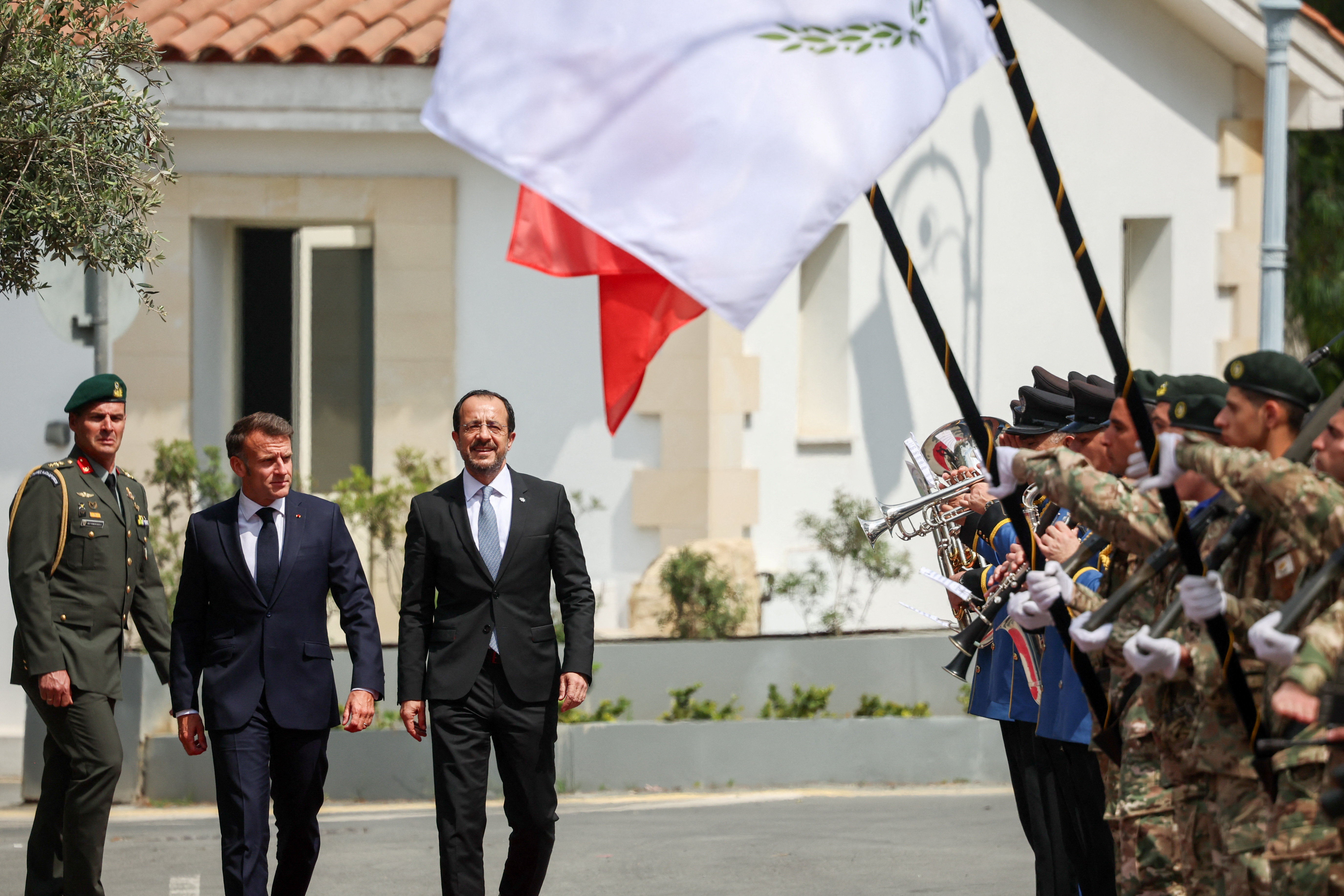 Christodoulides, Macron, EU Council presidency, France, military, defence