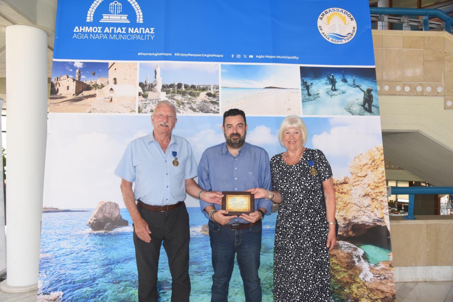 cover British couple named Ayia Napa tourism ambassadors after 35 visits