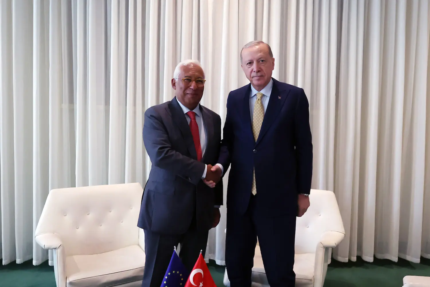 Erdogan with incumbent European Council President Antonio Costa