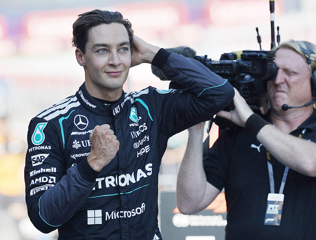 image Russell puts Mercedes on pole in Austria