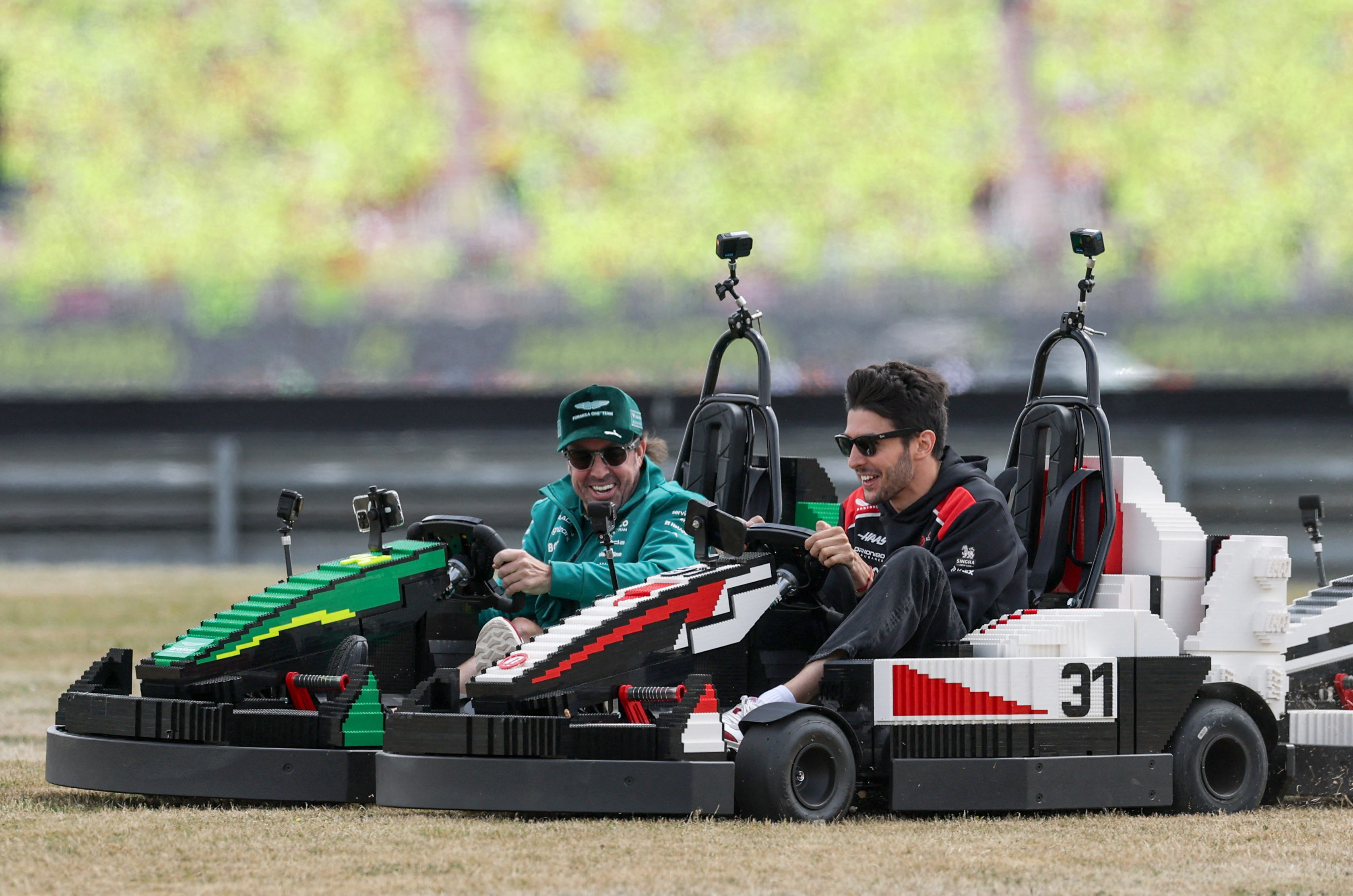 image F1 drivers amuse British GP crowd with Lego car chaos