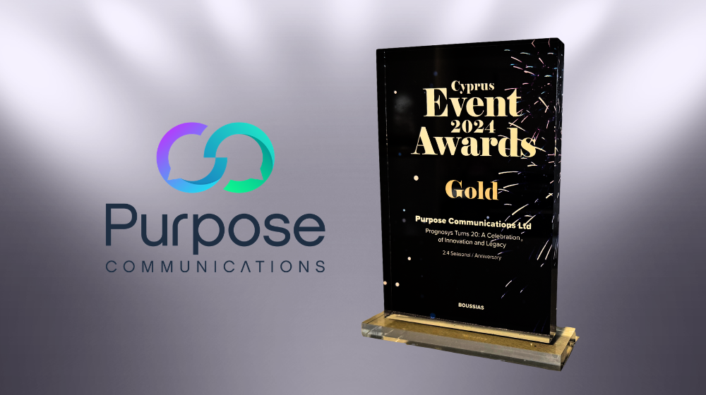 cover Purpose Communications wins GOLD at the Cyprus Event Awards