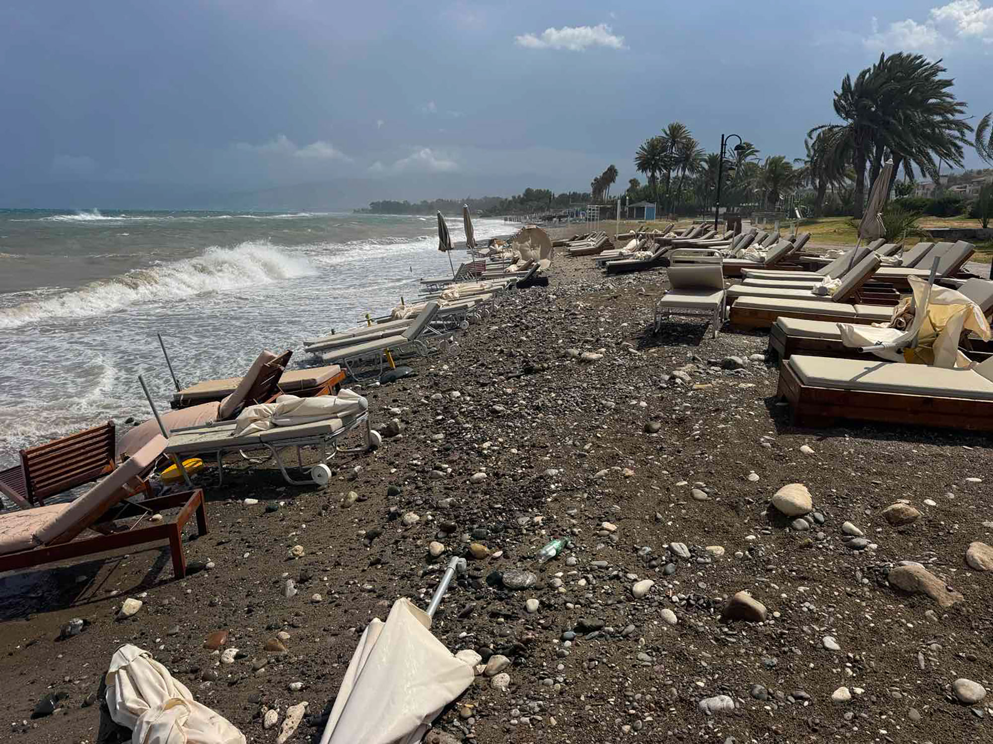 Damage from severe weather in Polis Chrysochous, weather, road, storm, rain,