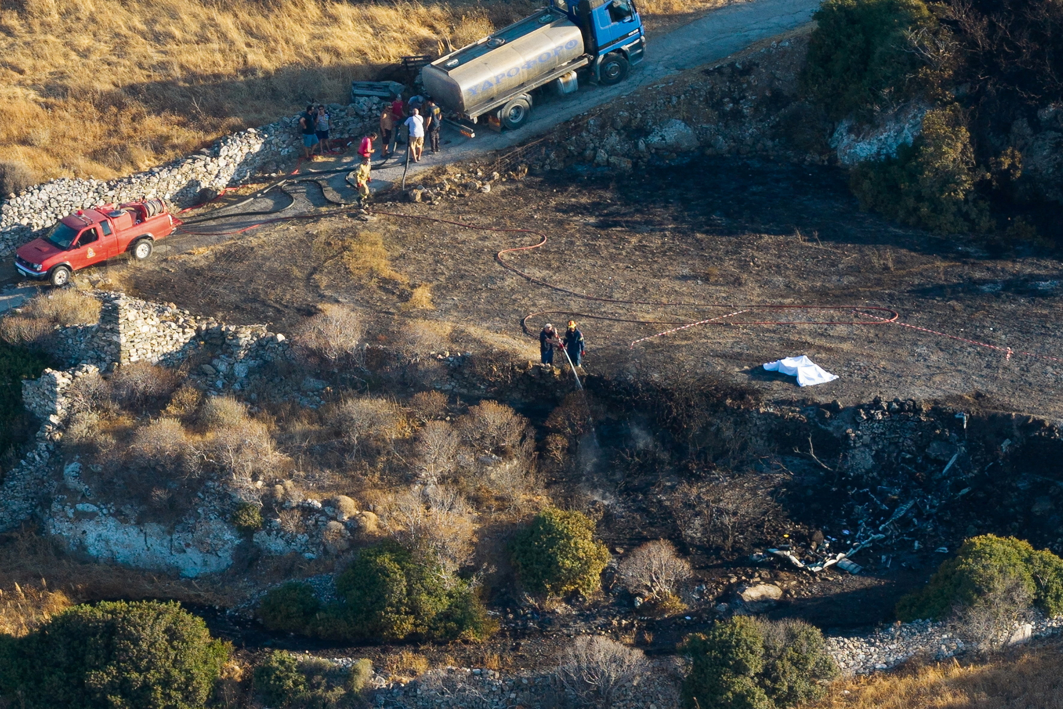 image British couple and Greek pilot killed in helicopter crash on Greek island