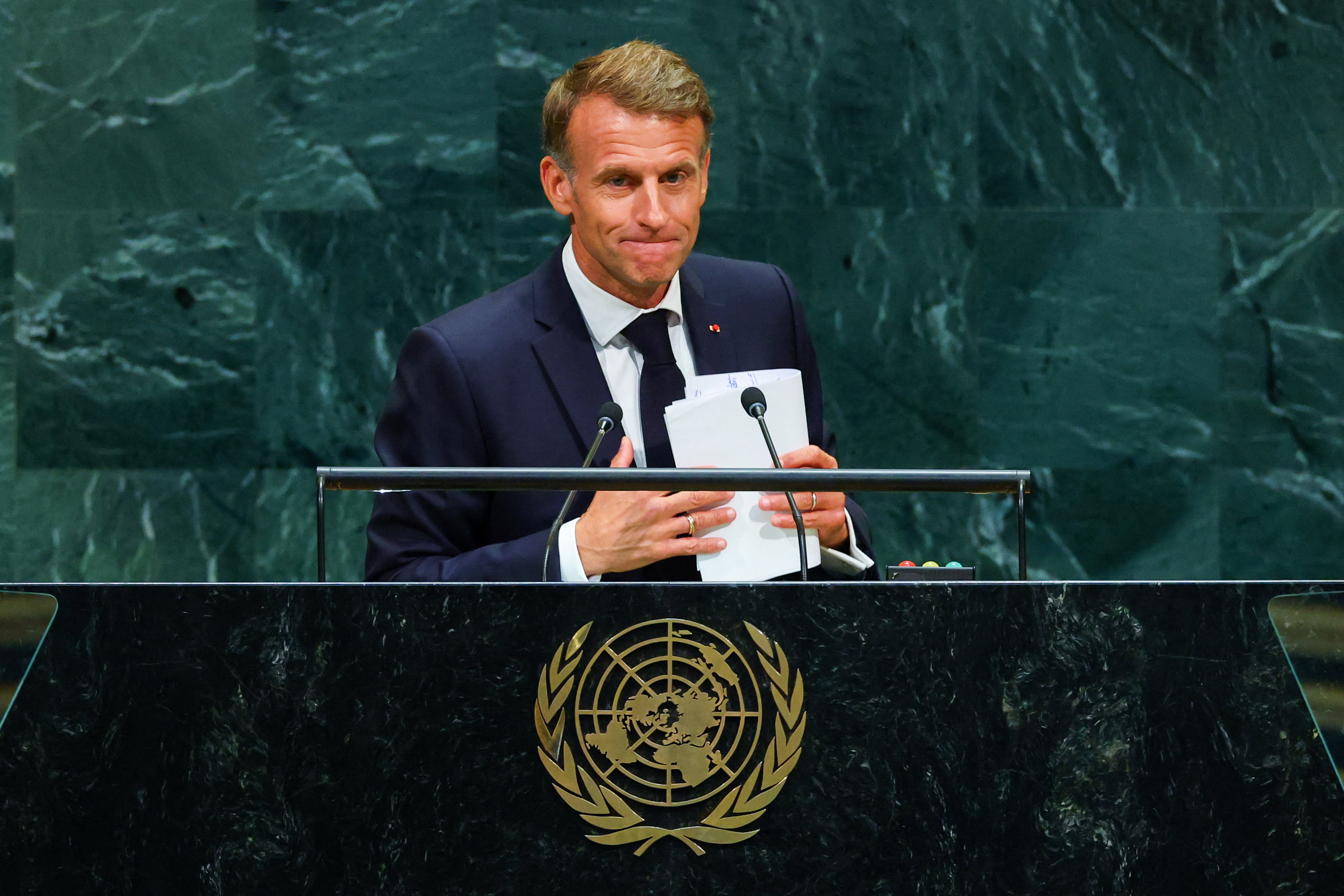 cover Macron questions UN credibility over inaction on  Gaza