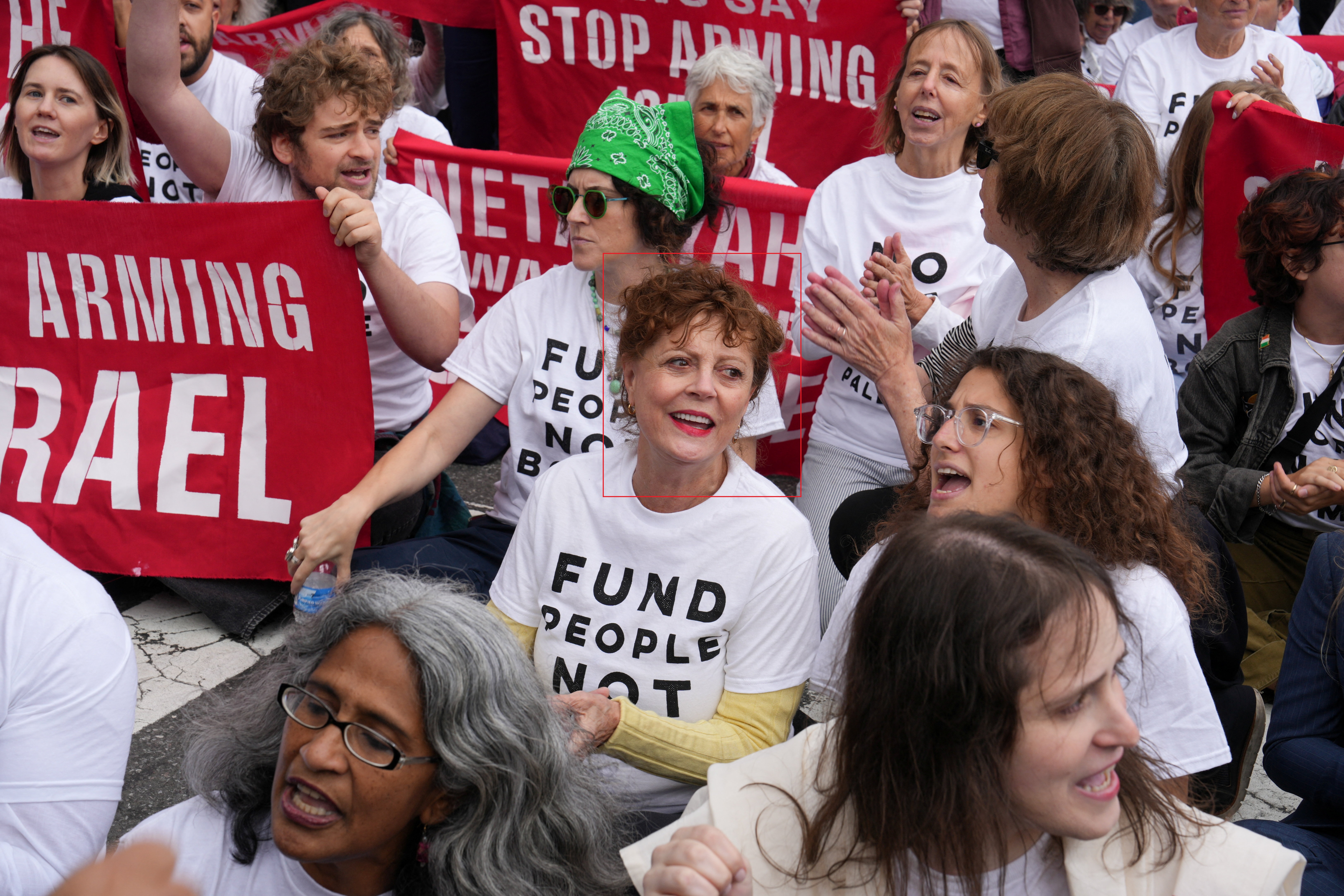 cover Susan Sarandon among dozens arrested at anti-Netanyahu protest