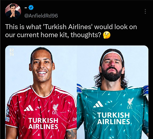 image Greek Cypriot Liverpool fan upset over &#8216;tone-deaf&#8217; Turkish Airlines sponsorship