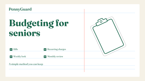 cover Budgeting for seniors: a simple method and PennyGuard
